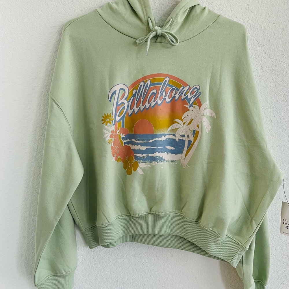 Billabong Women's Light Green Lazy Daze Crop Sweatshirt